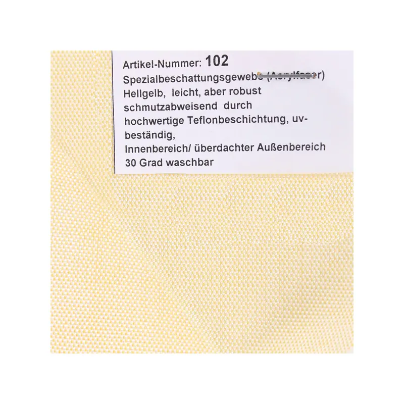 102 Sonnensegel Stoff Gardine Dekoration Acryl hellgelb