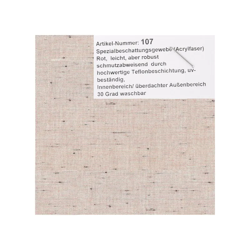 107 Sonnensegel Stoff Rot mit Farbeinschlüsse Gardine Acrylgewebe Longlife 1,7 m breit