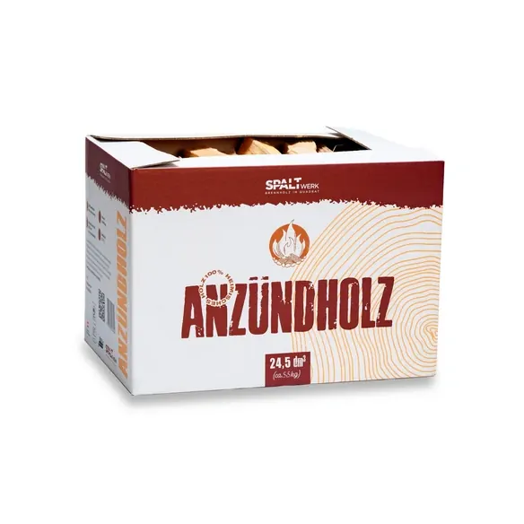 Anzündhölzer, 24,5 dm³, ca. 5,5 kg, im Karton