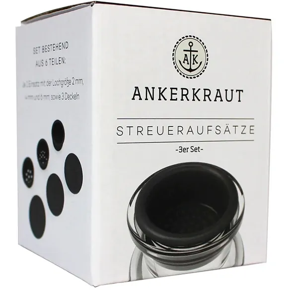 Aufsatz, für Korkenglas zum Streuen, 3-er Set, 3 Lochgrößen