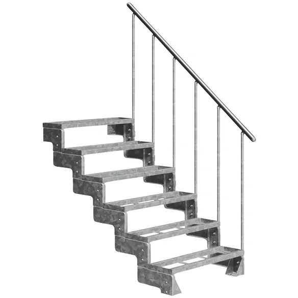 Außentreppe »Gardentop«, 6 Einlegestufen, silber, 108 cm Geschosshöhe