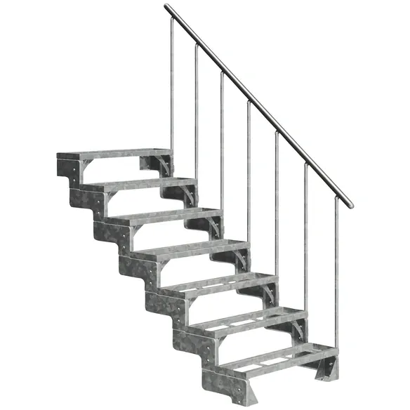 Außentreppe »Gardentop«, 7 Einlegestufen, silber, 126 cm Geschosshöhe