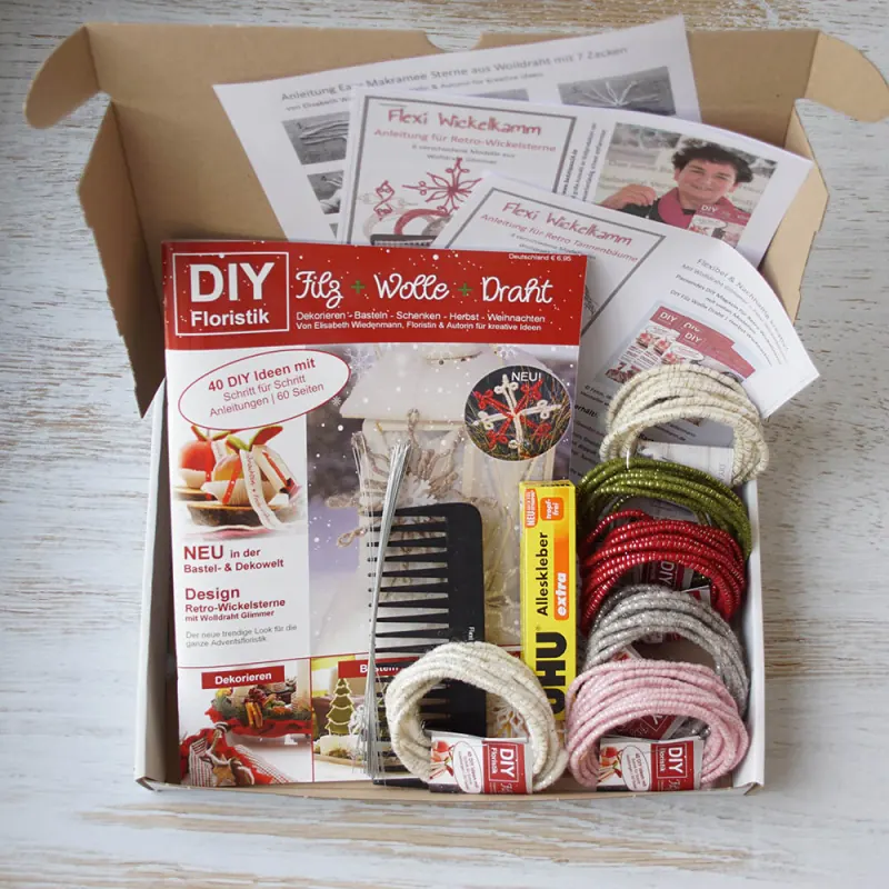 Bastelset Sterne basteln Retro Wickelsterne Komplett Set mit DIY Magazin