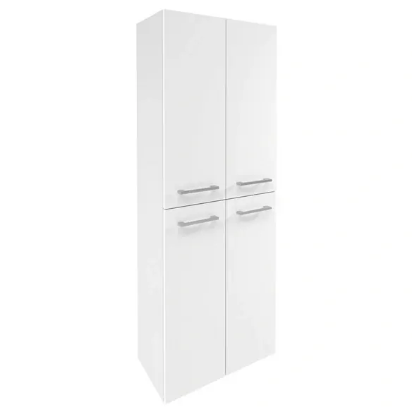 Doppel-Hochschrank »Verona«, 2 Türen, inkl. Wäschekorb, Weiss/Weiss, 600 x 1620 x 320 mm