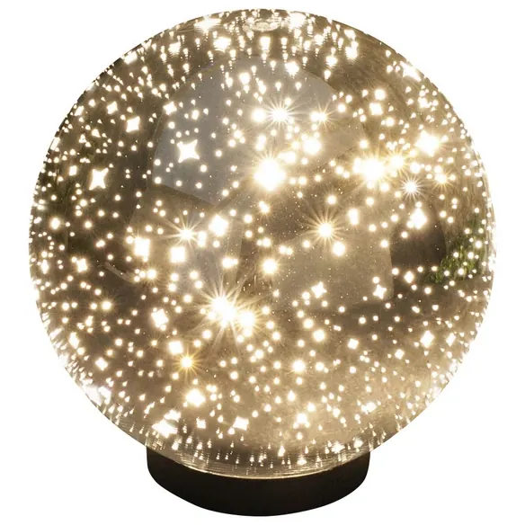 LED-Kugelleuchte, 9,6 W, 3000 K, 850 lm, chromfarben, ⌀ 25 cm, Glitzereffekt