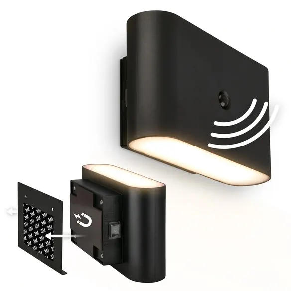 Leuchte, LED Akku Wandleuchte, 3 W, matt-schwarz