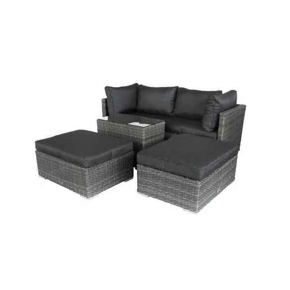 Loungeset, 4 Sitzplätze, Aluminium/Sicherheitsglas