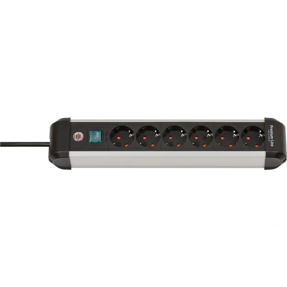 Premium-Alu-Line Steckdosenleiste mit Schalter 6-fach 3m