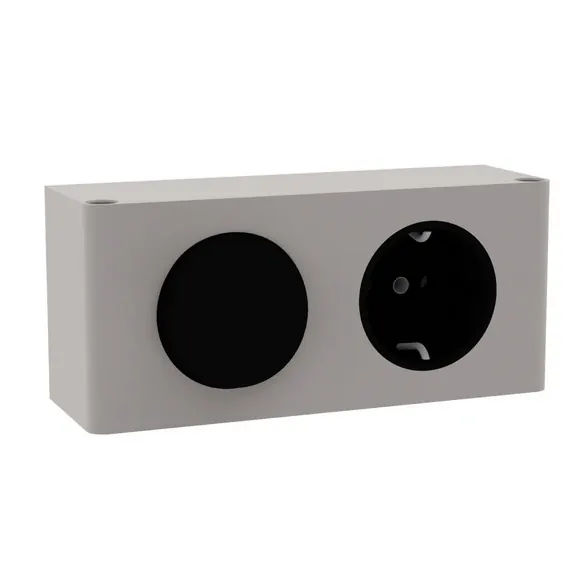 Schalter-Steckdose-Kombination, BxHxT: 139 x 62 x 45 mm, 230 V, silberfarben