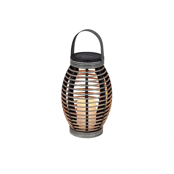 Solarlaterne »Manila«, Rattan/Kunststoff, grau, oval