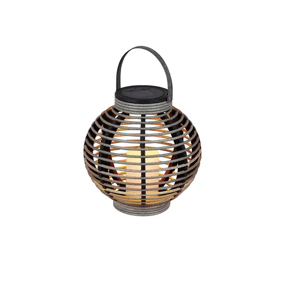 Solarlaterne »Manila«, Rattan/Kunststoff, grau, rund