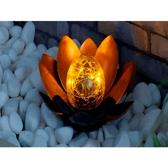 Solarleuchte, Metall/Glas/Kunststoff, orange/Kupfer/silber
