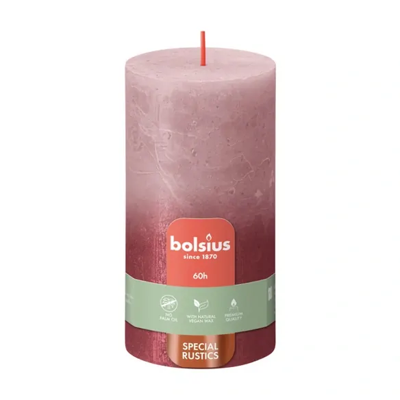 Stumpenkerze, »Rustik Sunset«, Ø 6,8 cm, H: 13 cm, esche/rot