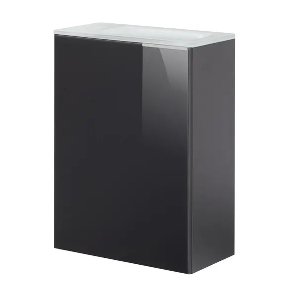 Waschplatz-Set »SBC Gäste Bad«, 45cm links Anthrazit/Anthr. Glas