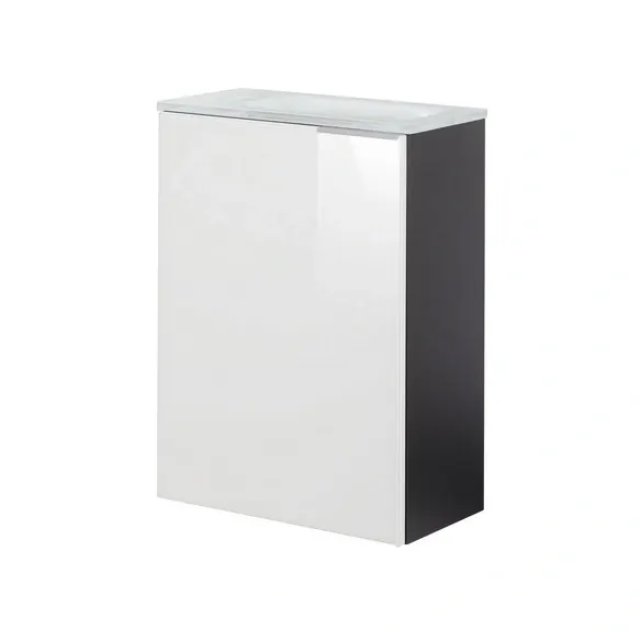 Waschplatz-Set »SBC Gäste Bad«, 45cm links Anthrazit/Weiß Glas