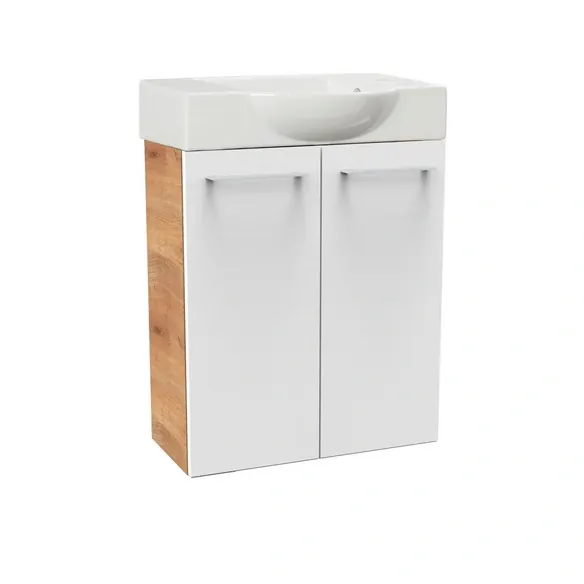 Waschplatz-Set »SBC Gäste Bad«, 55cm rechts Asteiche/Weiß