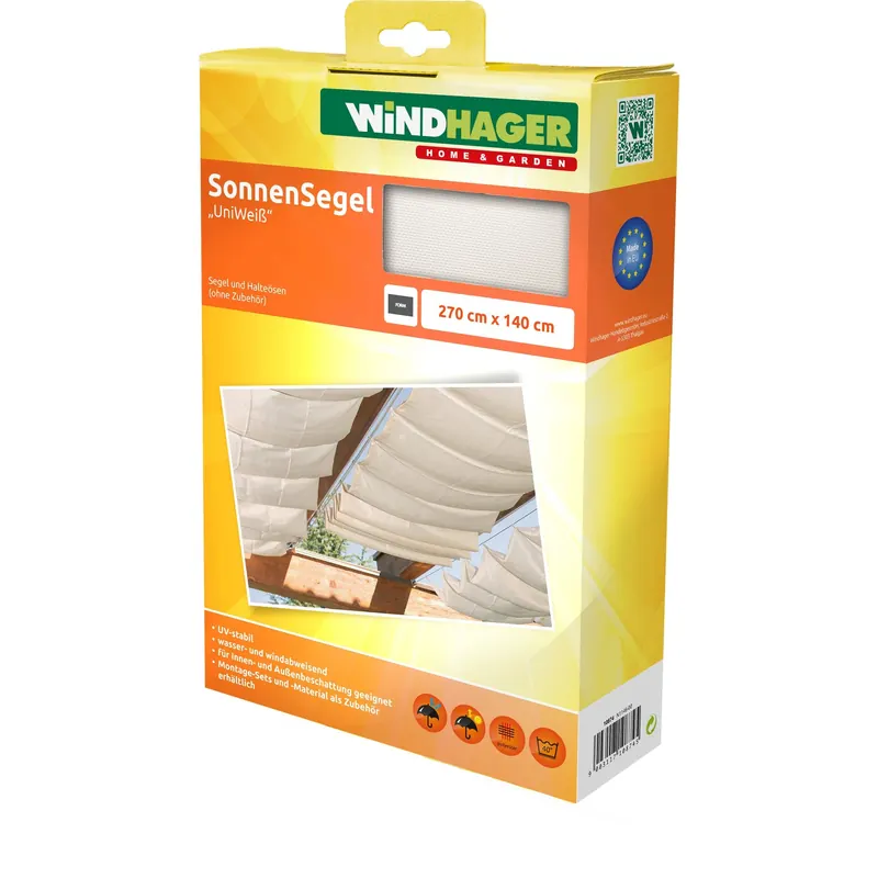 Windhager Sonnensegel-Seilspanntechnik, 2,7 x 1,4 m, Uniweiß